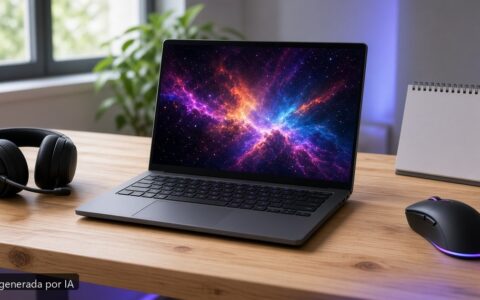 Portátil gaming OLED vale la pena — escena fotográfica realista, imagen generada por IA