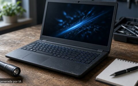 Portátil gaming usado guía de compra — escena fotográfica realista, imagen generada por IA