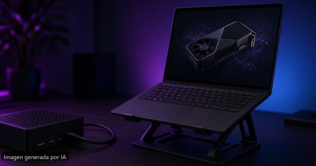 Portátil GPU no detectada — escena fotográfica realista, imagen generada por IA
