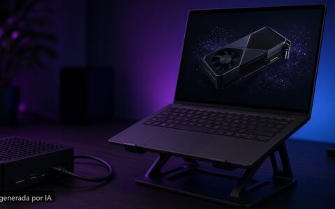 Portátil GPU no detectada — escena fotográfica realista, imagen generada por IA