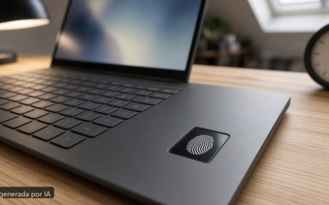 Portátil huella después reinstalar Windows — escena fotográfica realista, imagen generada por IA