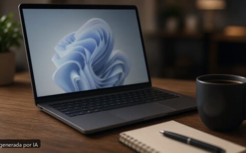 Portátil lento con Windows 11: causas y soluciones (2026) — escena fotográfica realista, imagen generada por IA