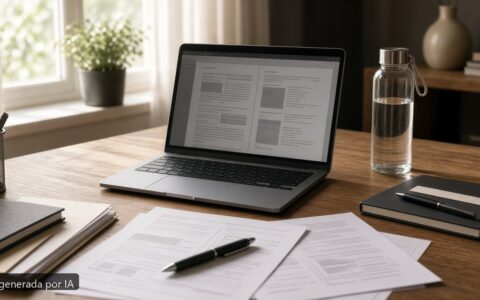 Portátil para oposiciones: guía 2026 — escena fotográfica realista, imagen generada por IA