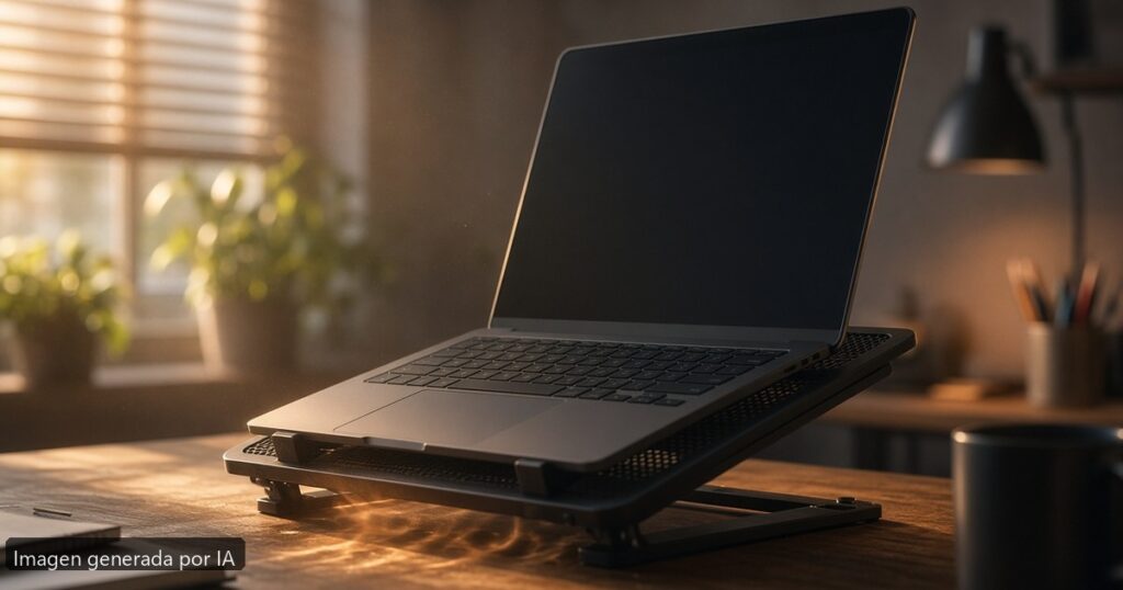 Portátil programar calor y throttling — escena fotográfica realista, imagen generada por IA