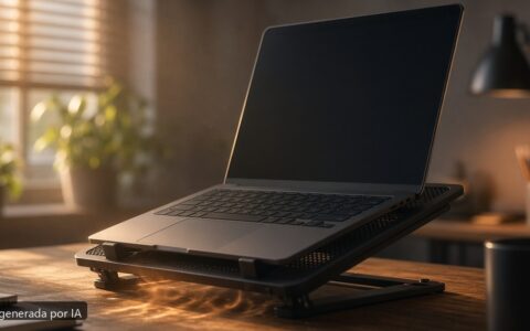Portátil programar calor y throttling — escena fotográfica realista, imagen generada por IA