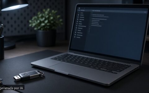 Portátil Secure Boot desactivar Linux — escena fotográfica realista, imagen generada por IA