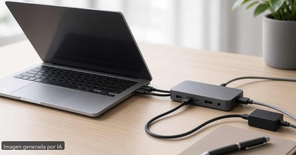 Portátil Thunderbolt 4 necesario — escena fotográfica realista, imagen generada por IA