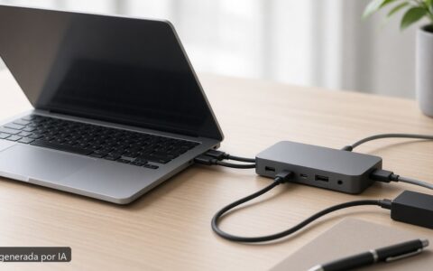Portátil Thunderbolt 4 necesario — escena fotográfica realista, imagen generada por IA