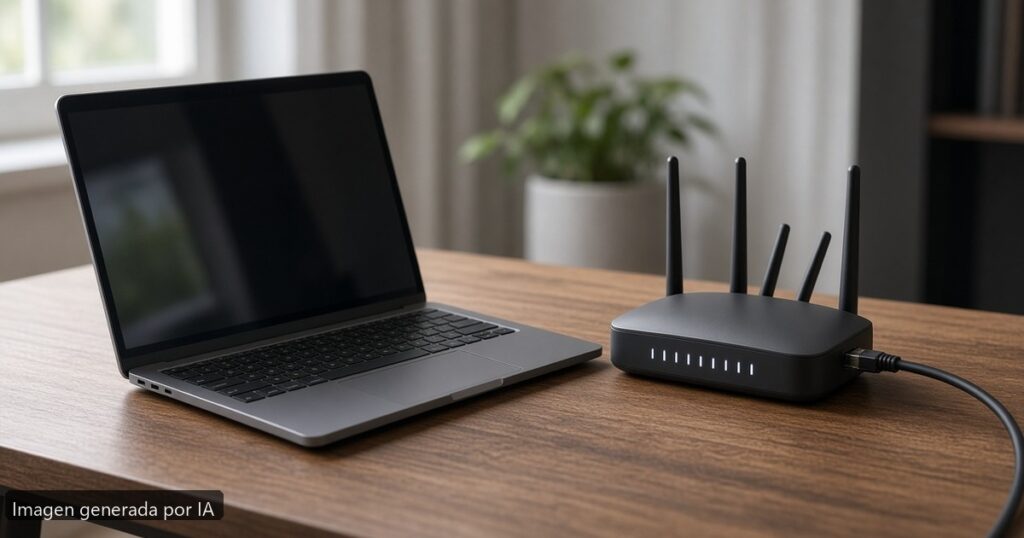 Portátil WiFi 6E necesario — escena fotográfica realista, imagen generada por IA