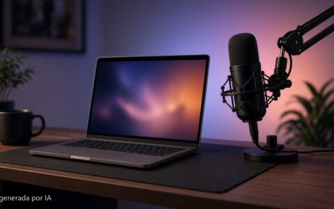 Streaming portátil requisitos OBS — escena fotográfica realista, imagen generada por IA