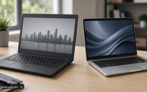 ThinkPad vs IdeaPad diferencias — escena fotográfica realista, imagen generada por IA