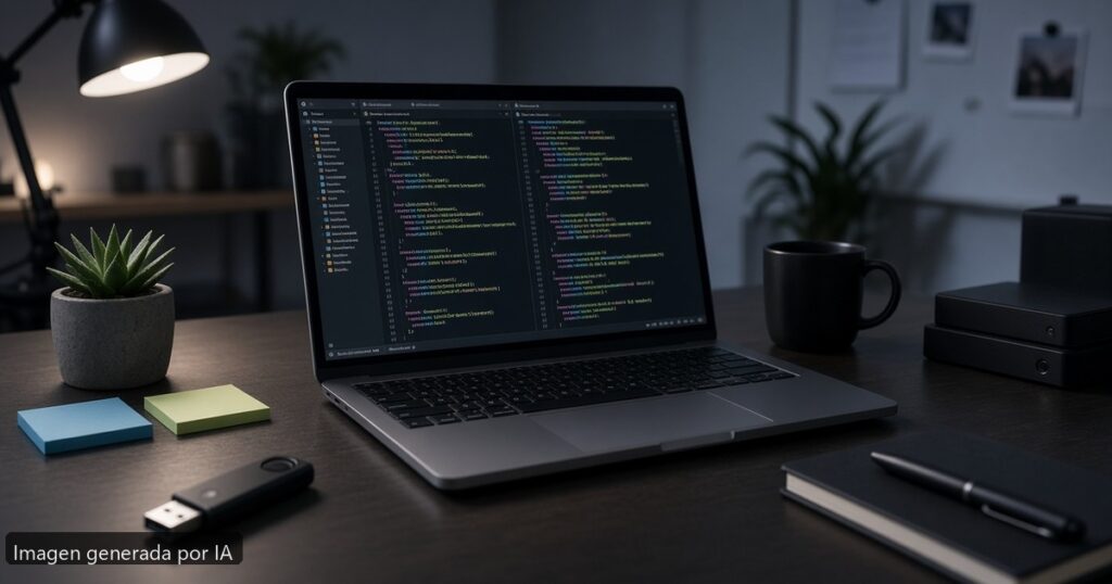 WSL2 vs máquina virtual portátil — escena fotográfica realista, imagen generada por IA