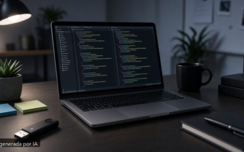 WSL2 vs máquina virtual portátil — escena fotográfica realista, imagen generada por IA