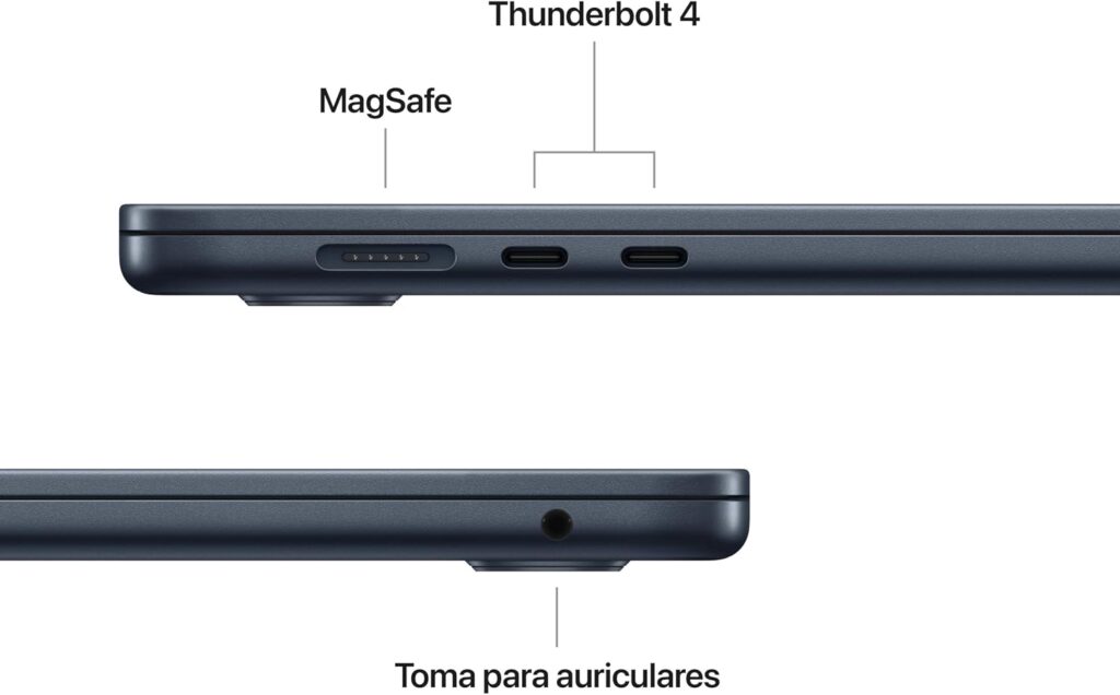 Apple MacBook Air 15 M5 16 GB — MagSafe 3 y dos Thunderbolt 4; jack