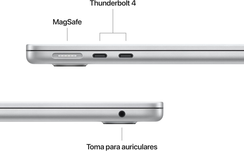 Apple MacBook Air 13 M4 16 GB — MagSafe 3 y dos Thunderbolt 4; jack
